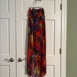 Cynthia Rowley Red and Orange High-Low Maxi Skirt Resort Wear